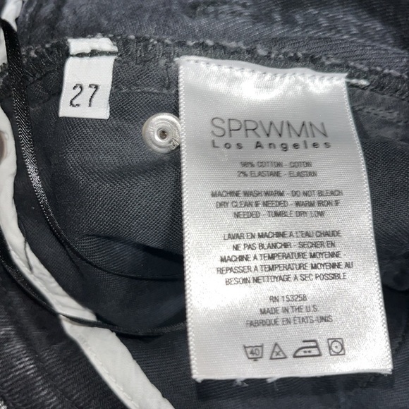 SPRWMN Stevie Slim-Straight High Rise Tapered Carrot Leg Jeans Black 27 - Picture 10 of 10